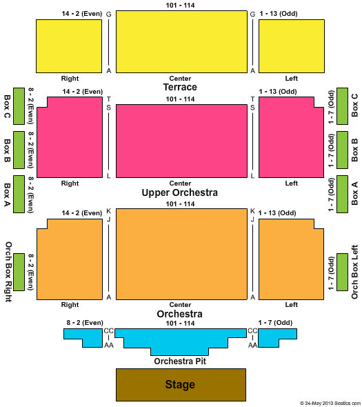 Blue Shield of California Theater at Yerba Buena Center for the Arts Endstage Seating Chart